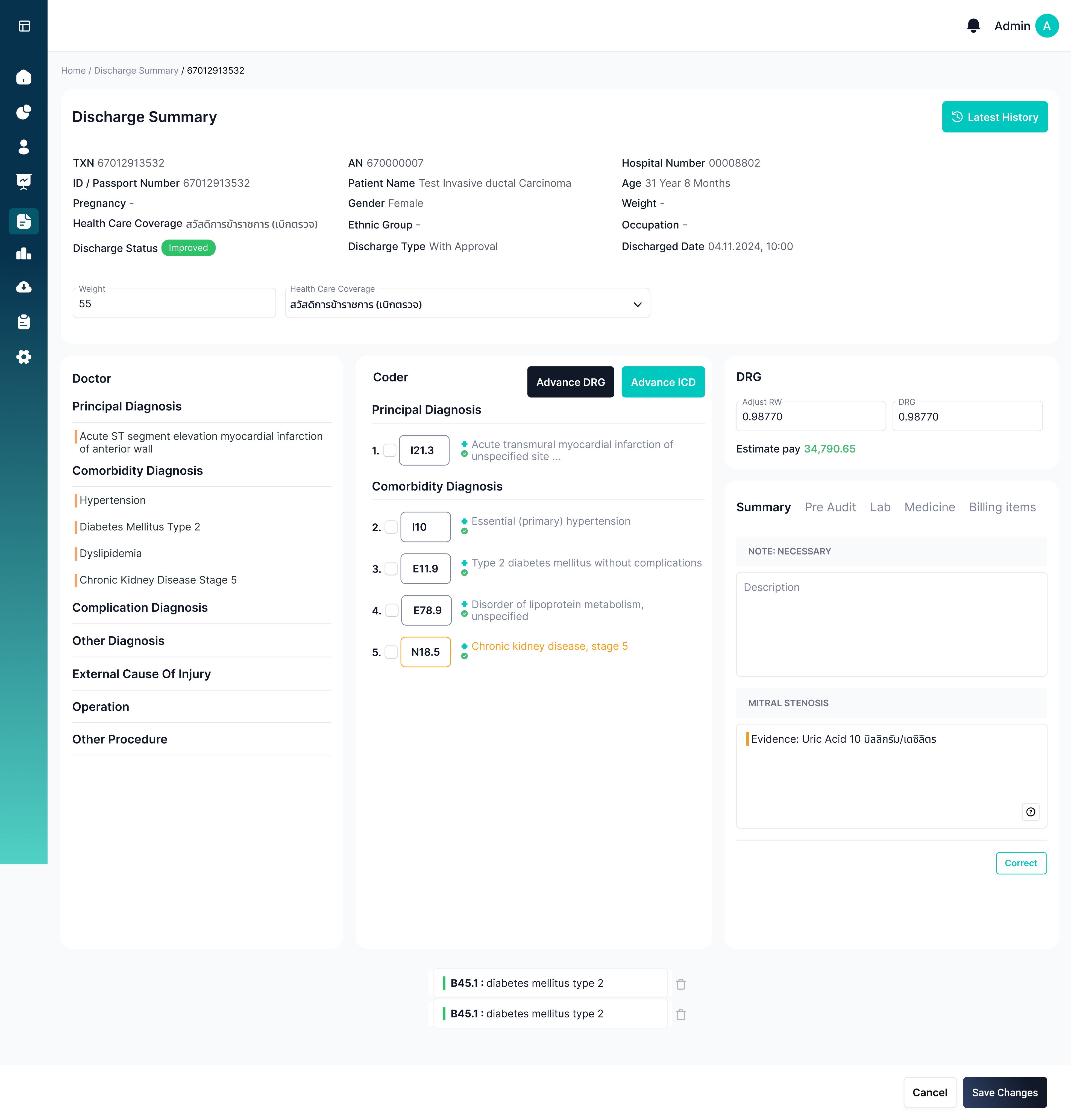 ChartSum Discharge Summary Example